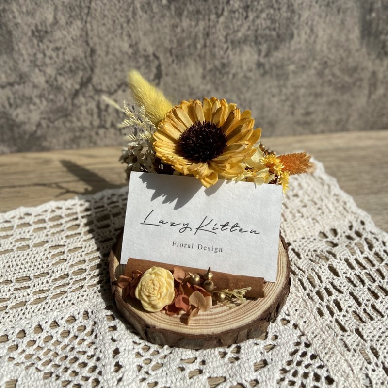 [Woody Flower Shadow] Business Card Holder Business Card Holder Log Dried Flowers - ที่ตั้งบัตร - พืช/ดอกไม้ สีเหลือง