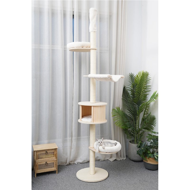 American Petpals | 乳白色の木目 Tmall ジャンプ台 - キャットタワー・爪とぎ - 木製 