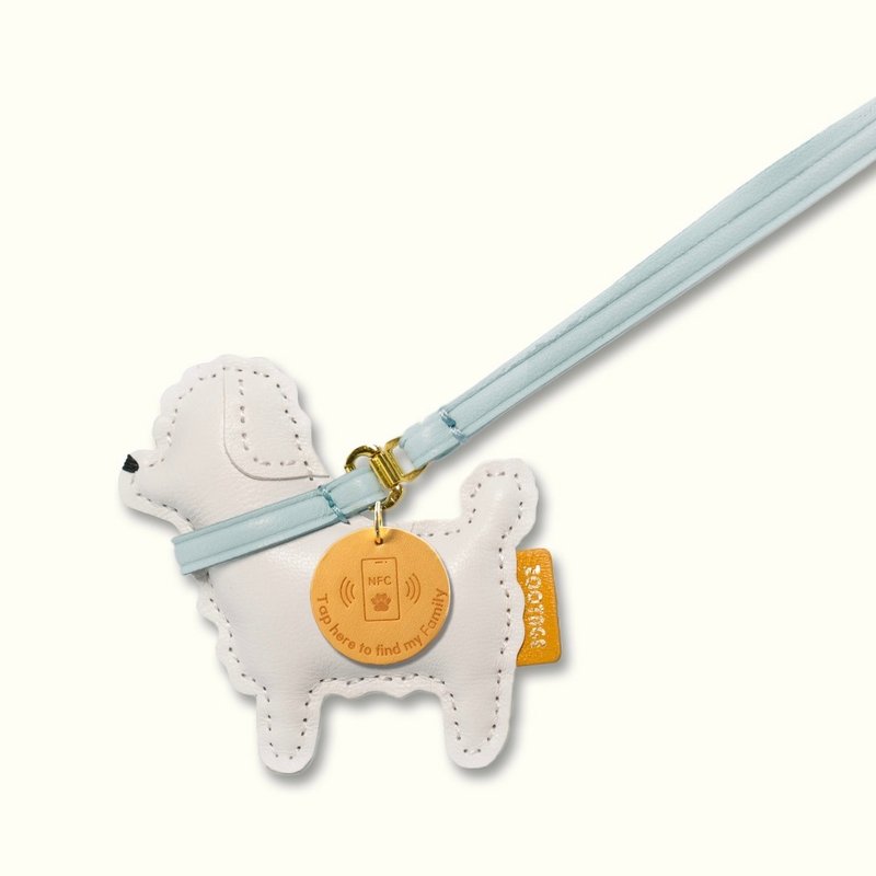 Poodle (white) leather charm - includes NFC - พวงกุญแจ - หนังแท้ ขาว