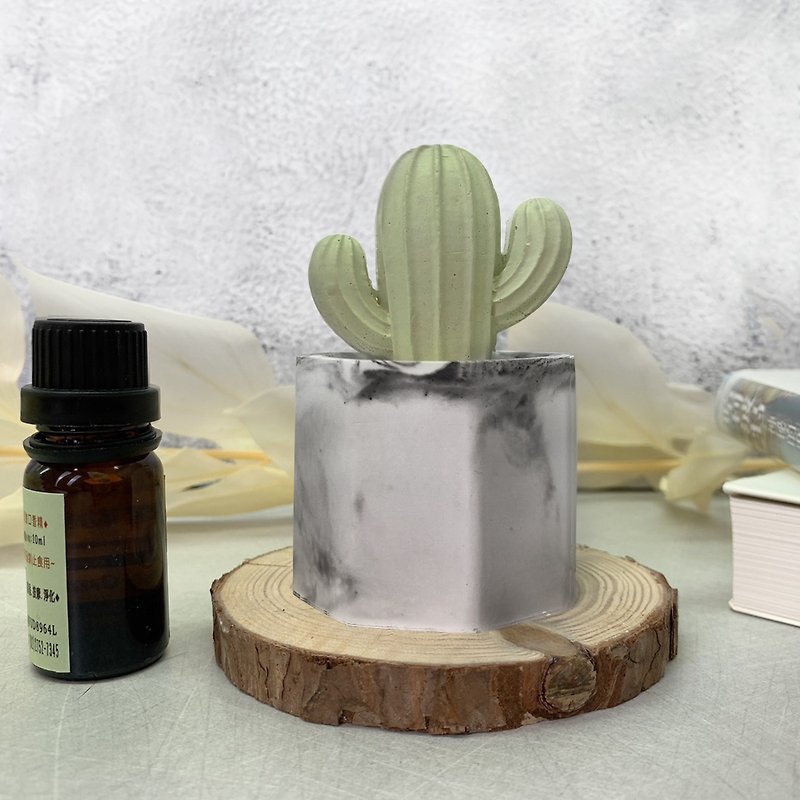 Handmade cactus potted diffuser Stone| Free 5mL essential oil | Wedding souvenir | Mother's Day gift - Fragrances - Other Materials 