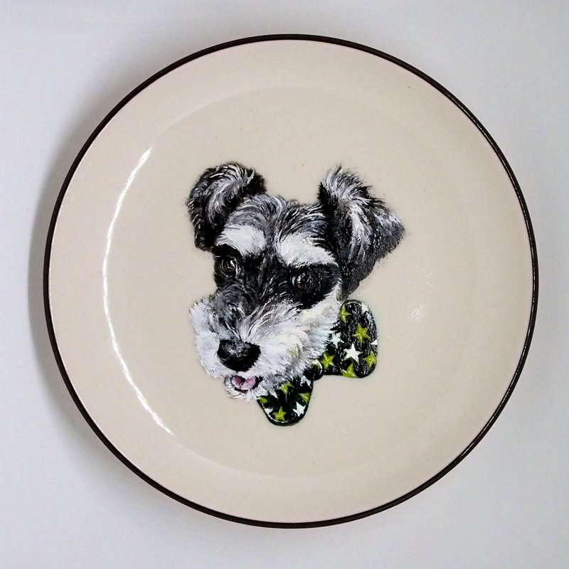 Wall-mounted Decorative Plate/Snack Plate Series－Handsome Gentleman Schnauzer - Custom Pillows & Accessories - Porcelain Green