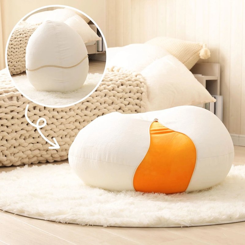 【CELLUTANE】A704 soft-boiled egg pillow/cushion/seat cushion/chair cushion/lazy sofa - Pillows & Cushions - Cotton & Hemp White