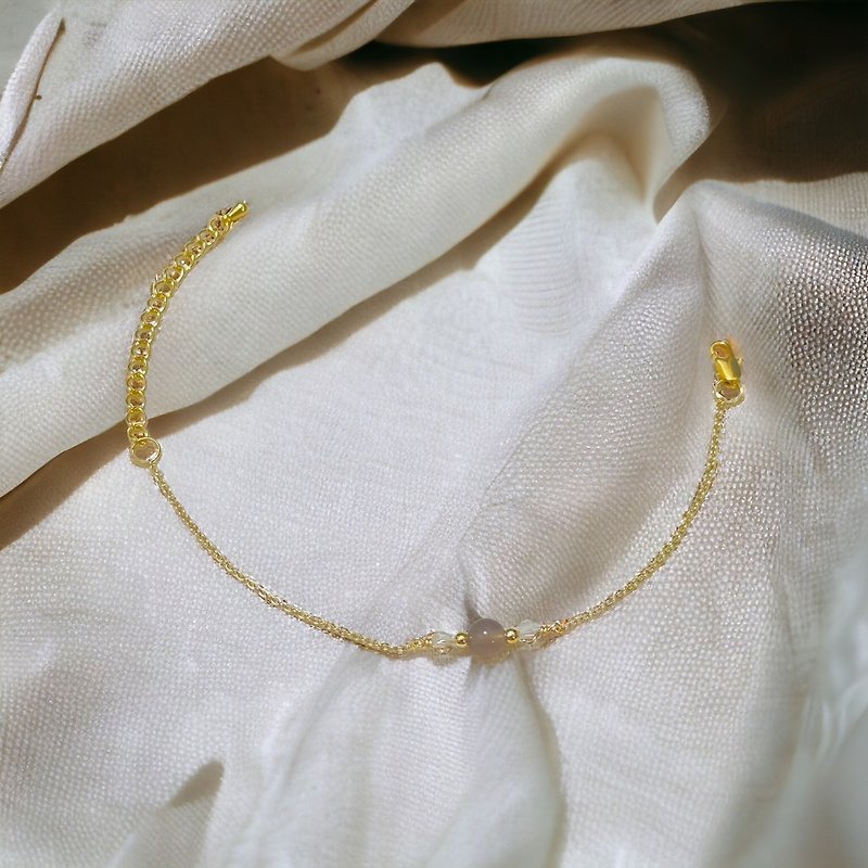 Gray Agate Everyday Bracelet - สร้อยข้อมือ - ทองแดงทองเหลือง สีเทา