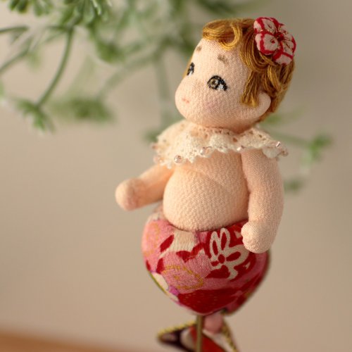 BJD ちりめん細工の金魚の人魚 アートドール 創作人形