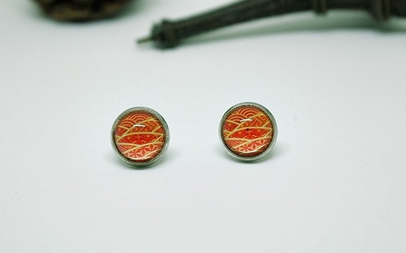 Time Gem <Red Light> - Alloy Needle Earrings - Limited X1 - - Earrings & Clip-ons - Acrylic Red