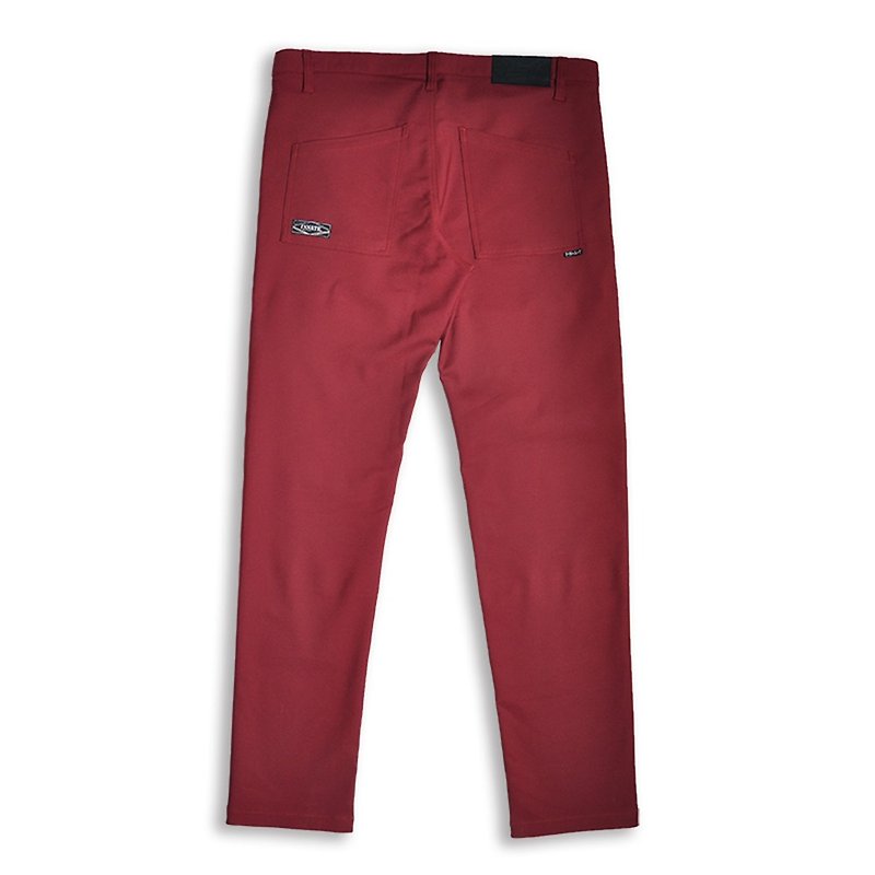 【INNATE】Classic Lycra Narrow Pants Burgundy - กางเกงขายาว - ผ้าฝ้าย/ผ้าลินิน สีแดง