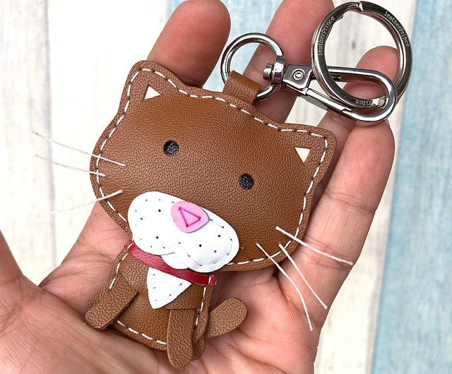Funny Live Brown Leather Keychain