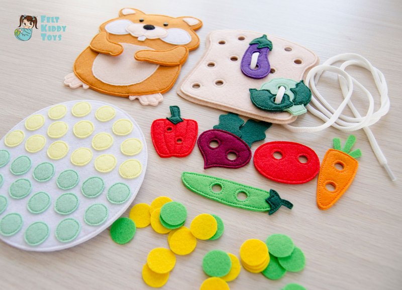 Hungry Hamster (board game + lacing game), gift for kid - ของเล่นเด็ก - วัสดุอีโค สีส้ม