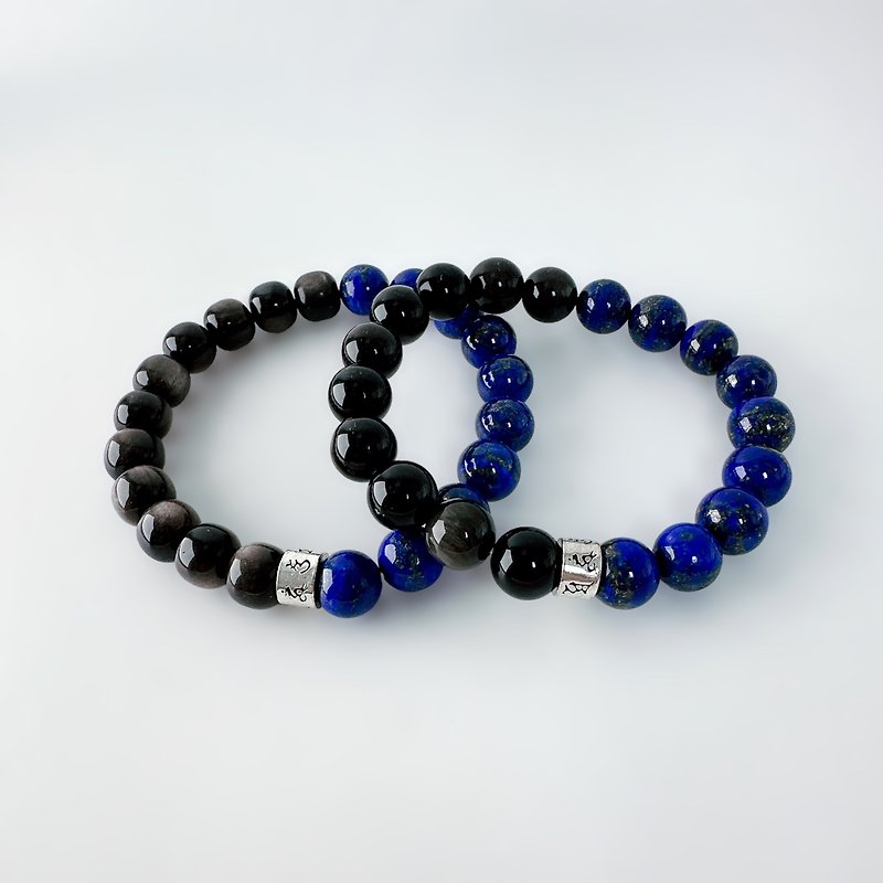 [Youth’s Stubbornness] Obsidian, Lapis Lazuli - Bracelets - Crystal Blue