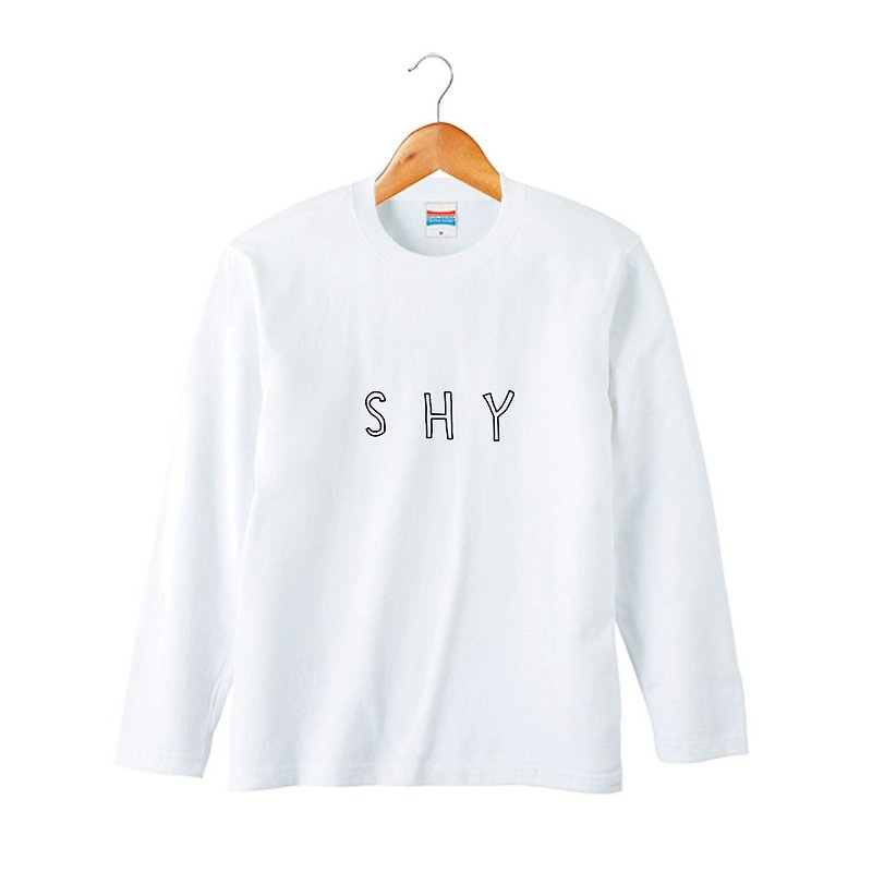 shy 長袖T恤 - 中性衛衣/T 恤 - 棉．麻 白色