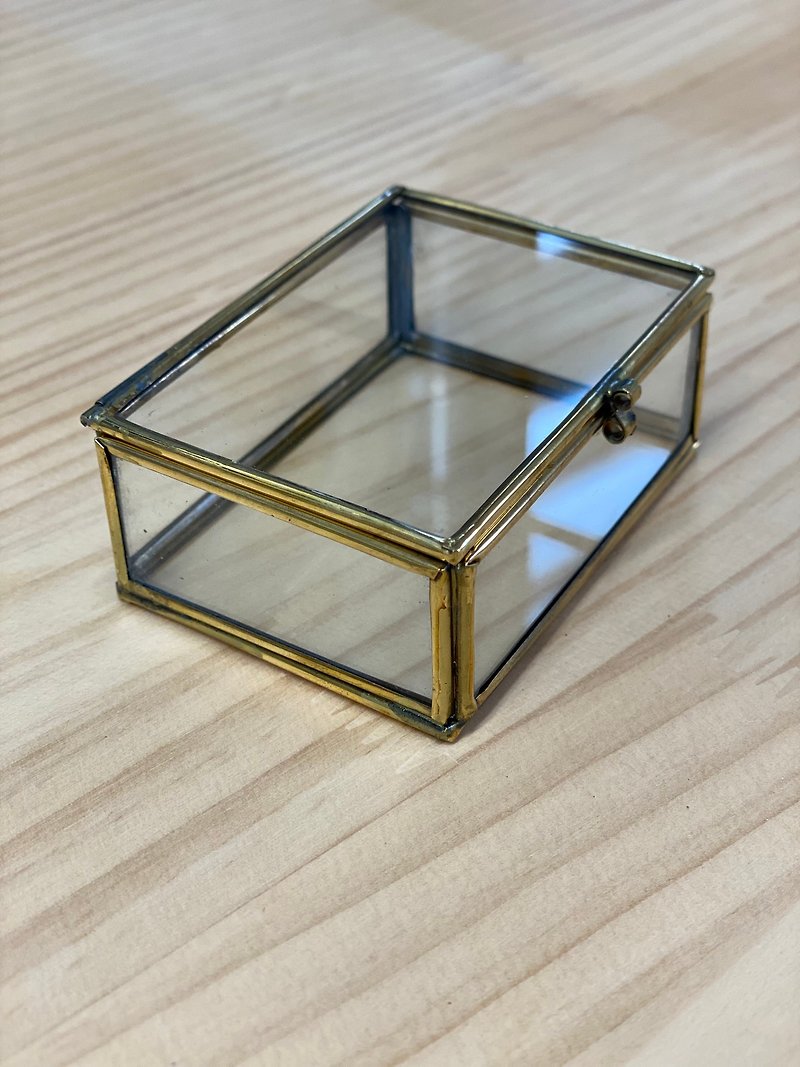 Glass box case rectangular (large size) - กล่องเก็บของ - แก้ว สีทอง