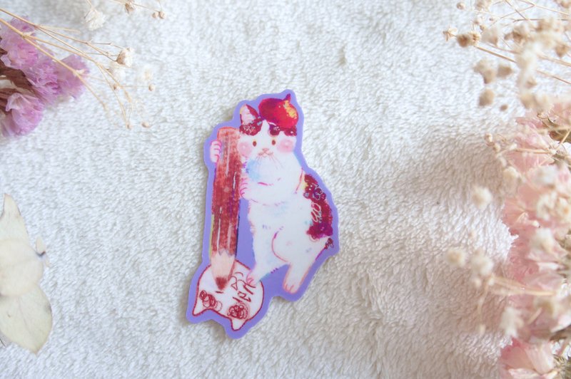 アーティストねこステッカー - 貼紙 - 紙 