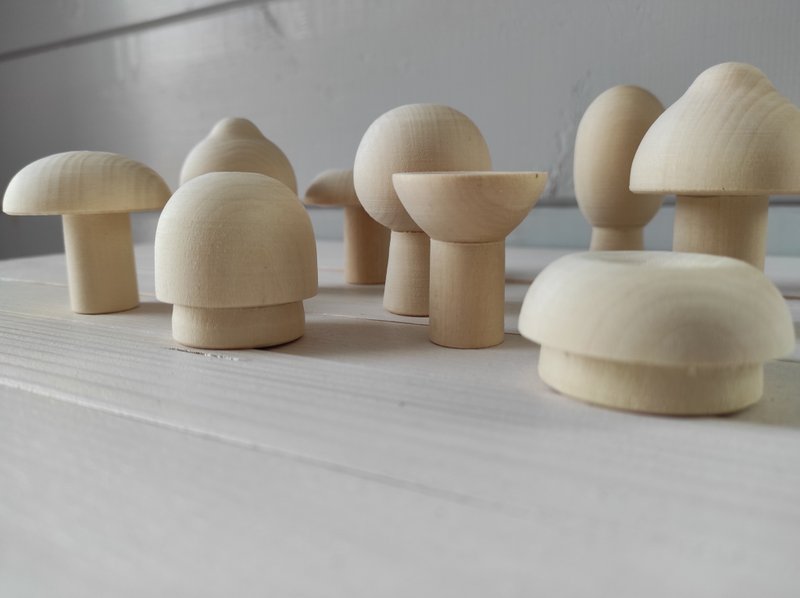 Wooden Toy Mushrooms - Kids' Toys - Wood Brown