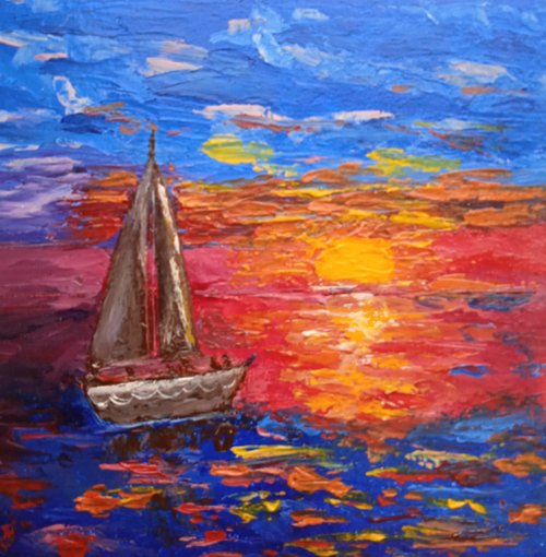絵画 風景 景色 ヨット 船 みちこ 川 横58cm×縦46cm 絵画 風景 景色 ヨット 船 みちこ 川 横58cm×縦46cm