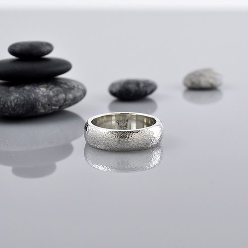 GreenRock Jewelry 細錘目紋寬版戒指 925純銀