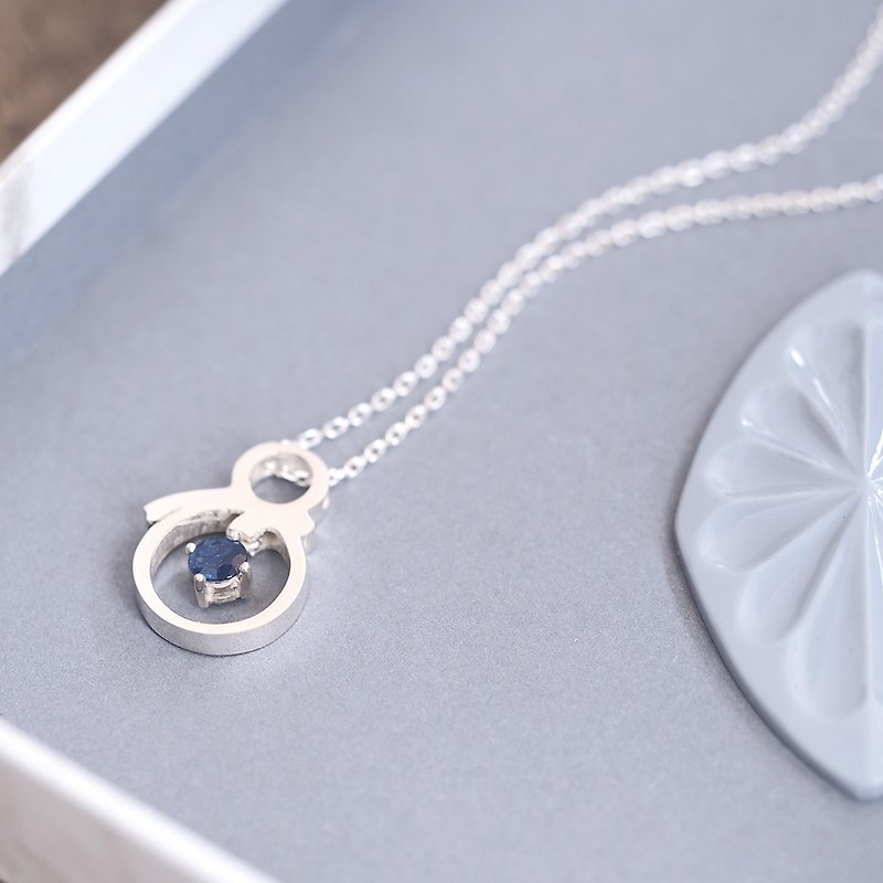 Sapphire Snowman Necklace Silver 925 - Necklaces - Other Metals Blue