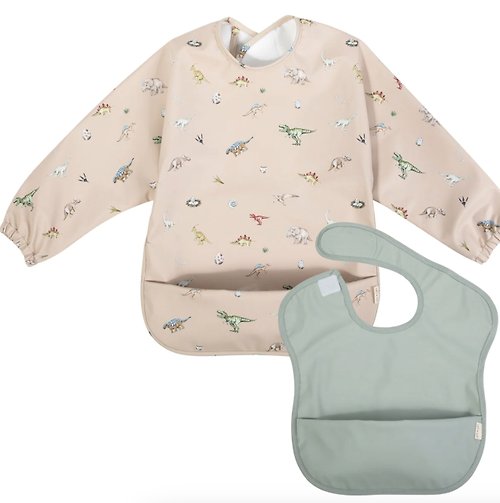Babytone Ali+Oli 嬰幼兒防水罩衫-2件裝 - Dino/Mint
