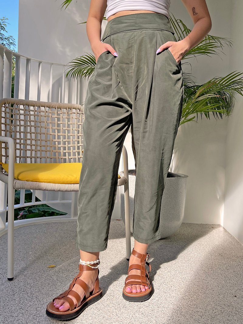 Raquel Pant - Women's Pants - Other Materials Green