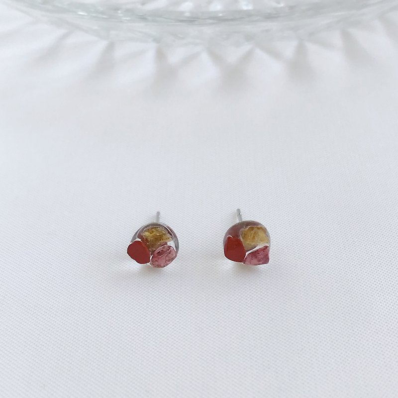 casual. Natural stone yellow tourmaline red jasper Stone earrings anti-allergic ear acupuncture Clip-On gift - Earrings & Clip-ons - Crystal Red