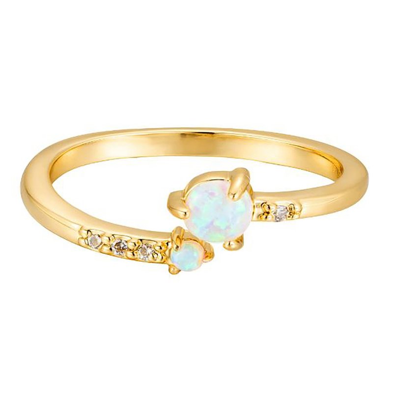 Planet Opal Ring Precision Plated 14k Gold Open Ring Classic Exclusive Design - แหวนทั่วไป - เครื่องประดับพลอย ขาว