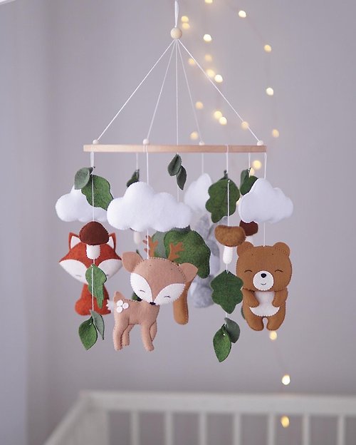 New Baby store Woodland baby mobile. Baby shower gift . Nursery crib mobile