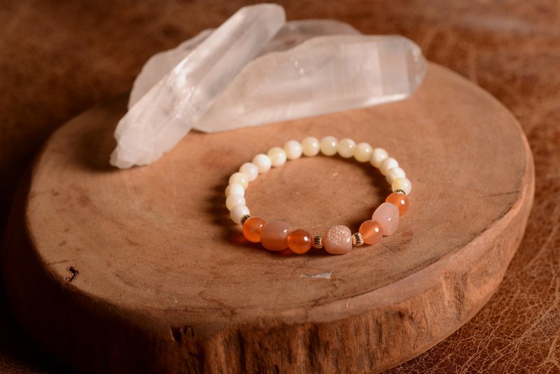 [Shenshan crystal mine] Sun chalcedony crustacean bracelet/sun Stone/chalcedony/crustacean - สร้อยข้อมือ - คริสตัล สีส้ม