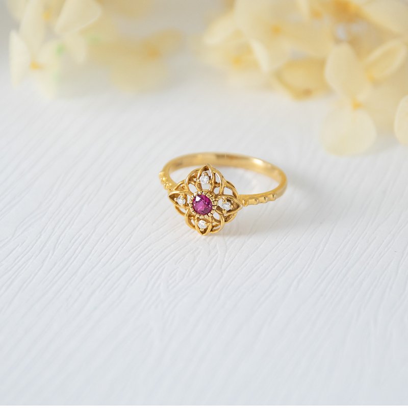 18K gold Taiwan handmade ruby - แหวนทั่วไป - เครื่องประดับ สีแดง