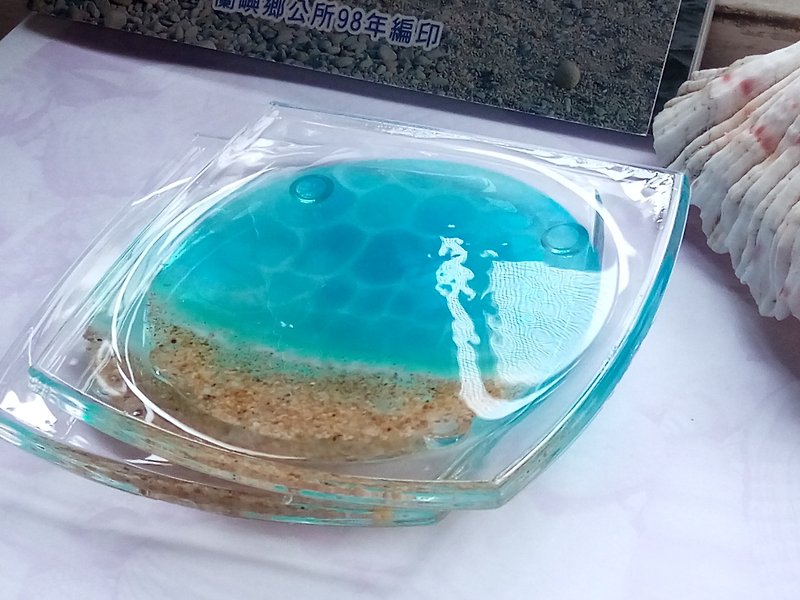 Handmade Coasters, Pressed flower Coasters,The Ocean,Set of 2, Part 2 - Coasters - Acrylic Blue