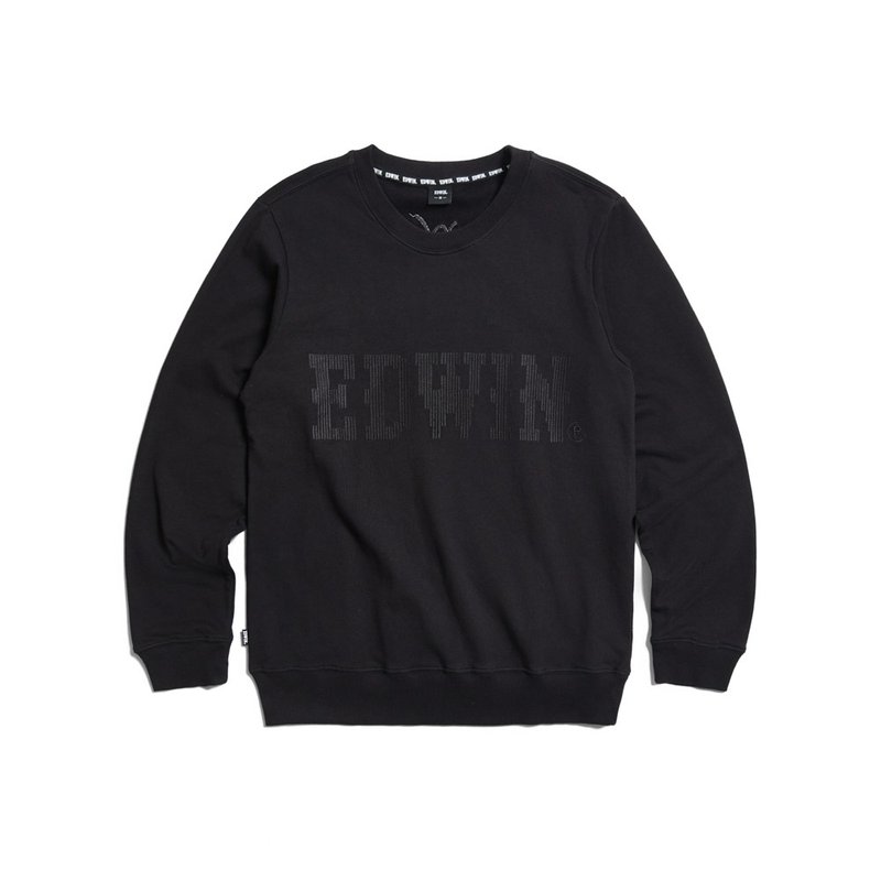 EDWIN woven embroidered long-sleeved T-shirt-men's (black) #Top - เสื้อยืดผู้ชาย - ผ้าฝ้าย/ผ้าลินิน สีดำ