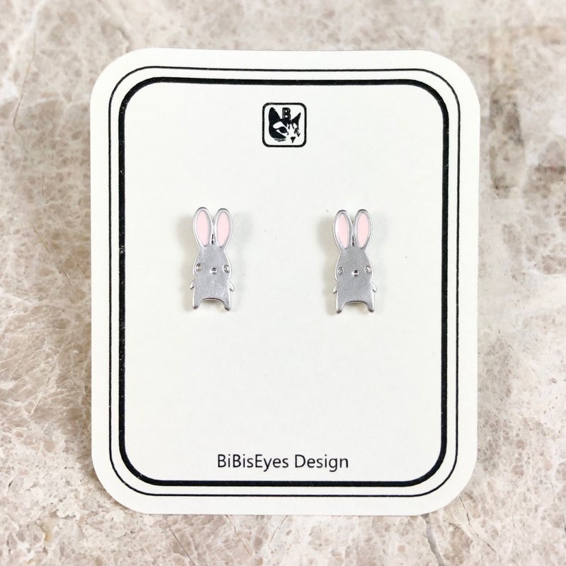 Bibi’s Favorite Animal Series-Rabbit Silver Stainless Steel Earrings - ต่างหู - สแตนเลส 