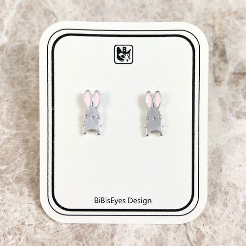 bibiseyes 比比最愛動物系列-小兔 銀色 不銹鋼耳針