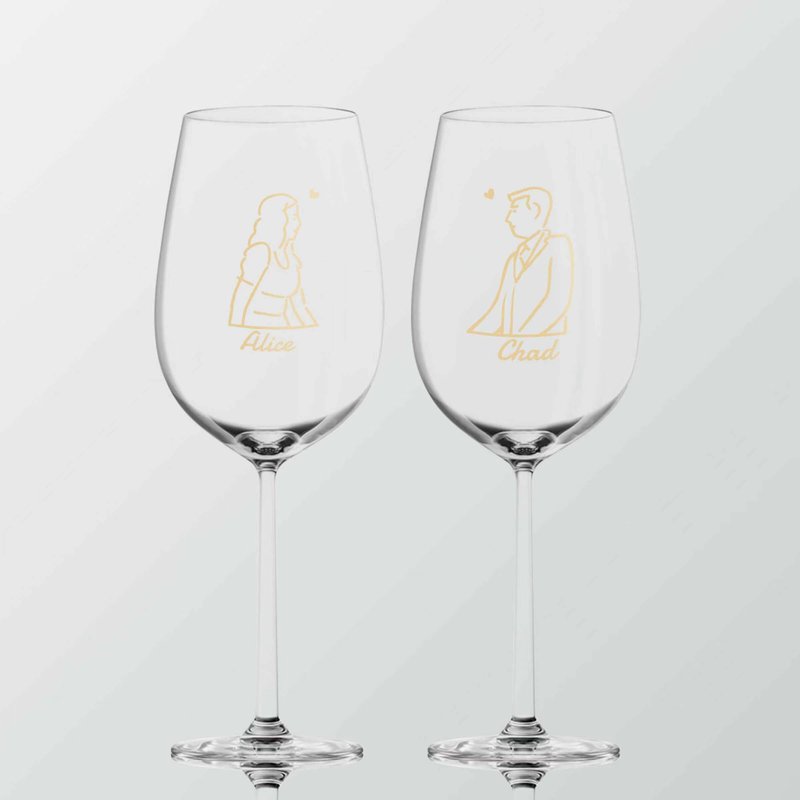 結婚禮物|客製化雕刻紅酒對杯 文字雕刻結婚禮物慶祝禮物送新人 - 酒杯/酒器 - 玻璃 