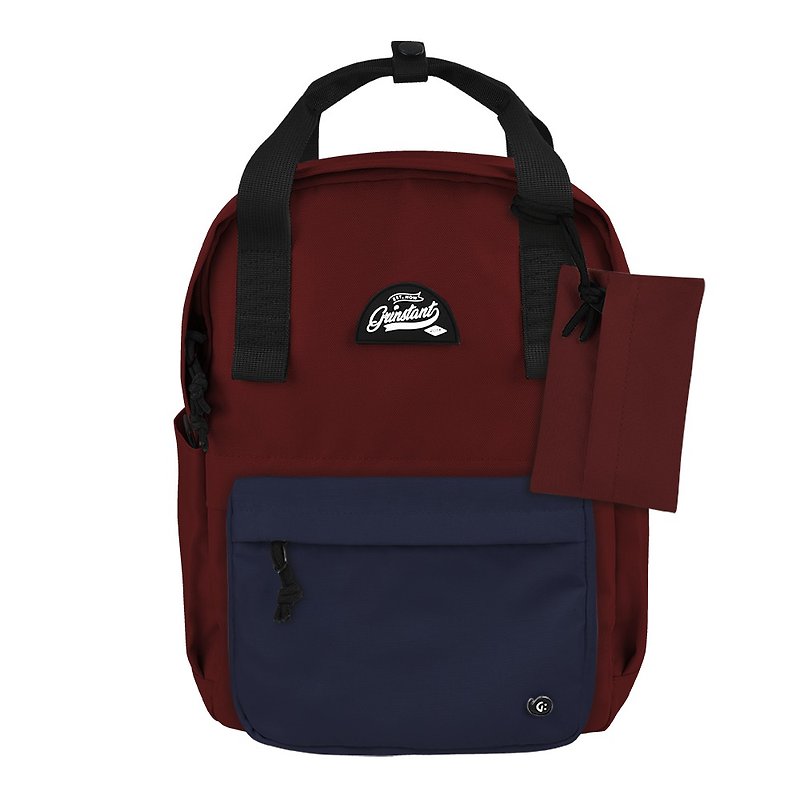 Grinstant混搭可拆組式13吋後背包 - 冒險系列 (深紅色配海軍藍) - 後背包/書包 - 聚酯纖維 紅色