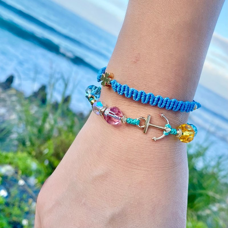 [Teacher Gift] Handmade Jewelry | Crystal Luck Bracelet-Ocean Crystal - สร้อยข้อมือ - คริสตัล 