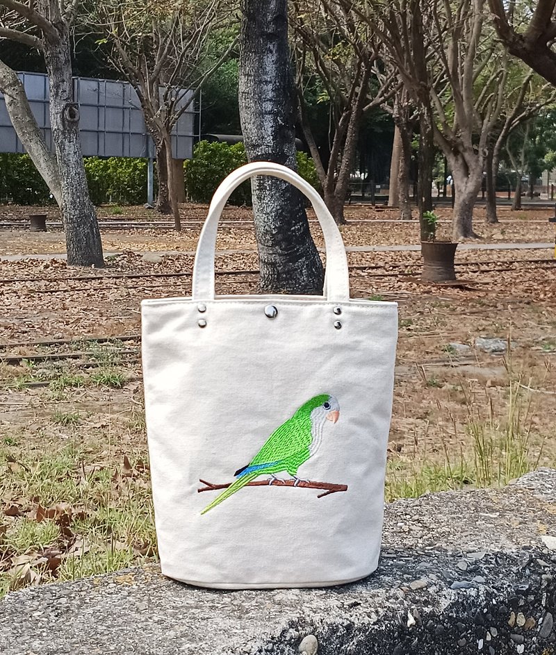 Monk parrot embroidered small handbag embryo cloth bag handbag - Handbags & Totes - Cotton & Hemp 
