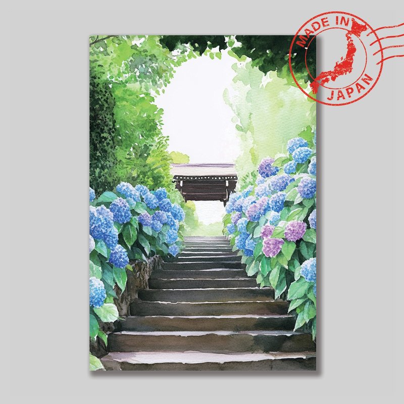 日本絶景ポストカード・明月院、鎌倉・日本製・飾り、贈り物、日記、インテリア - はがき・メッセージカード - 紙 