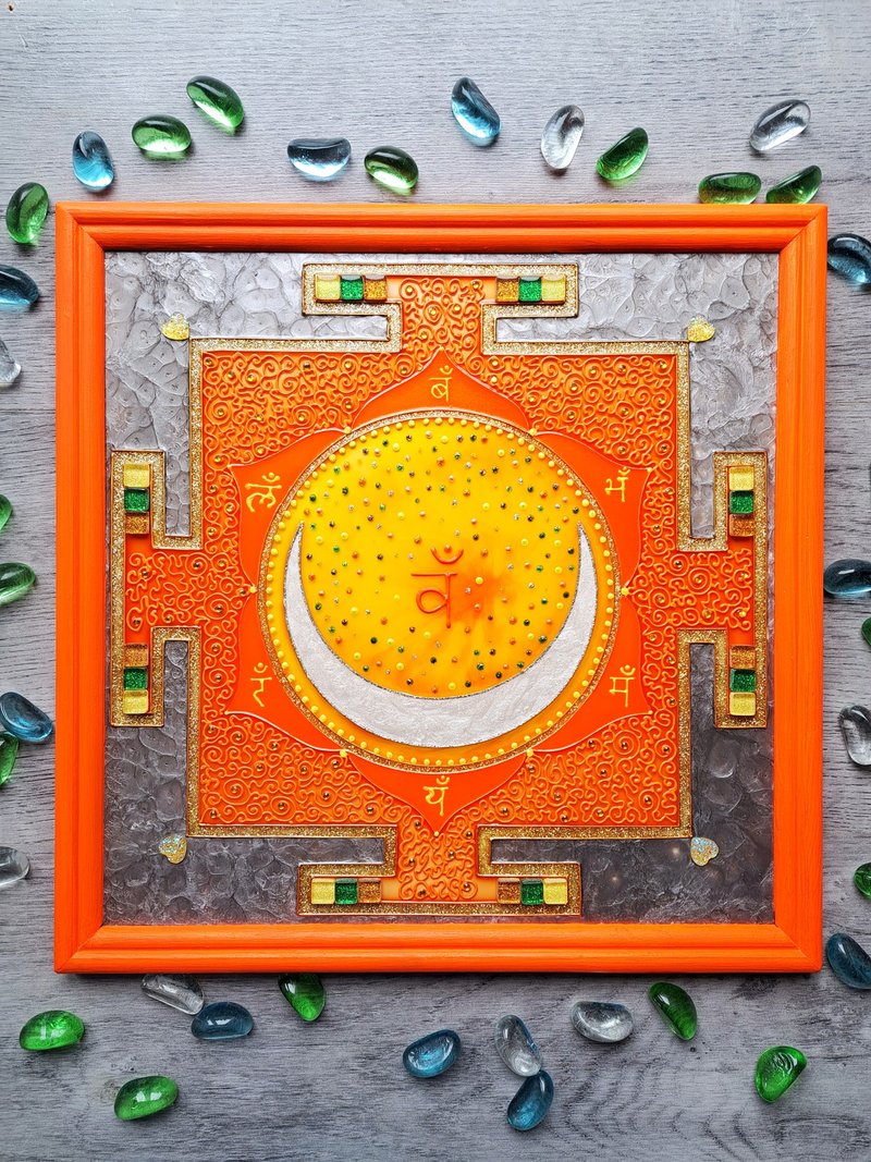 Sri Yantra Svadhisthana Chakra吠陀占星术通电祝福Jyotish Vast - 壁貼/牆壁裝飾 - 玻璃 橘色