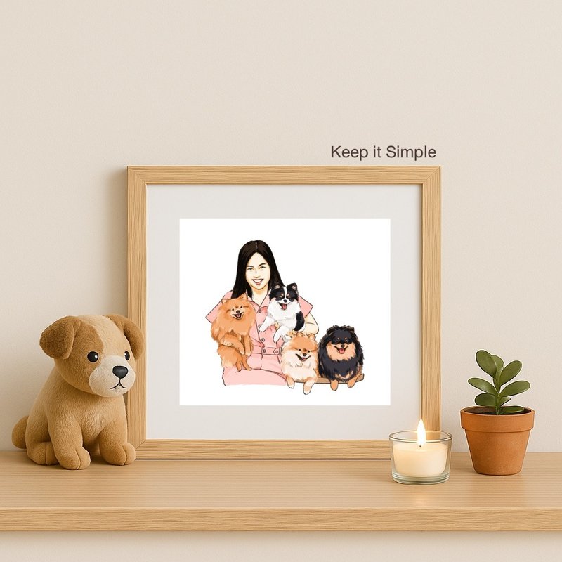 Custom Pet and Owner Illustration - 電子似顏繪/繪畫/插畫 - 其他材質 