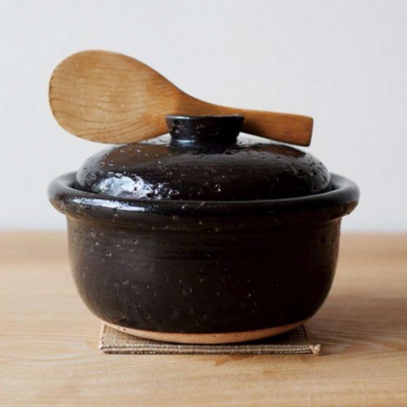 4TH MARKET 日本製遠紅外線炊飯鍋2合-黑(1200ML) - 廚具 - 陶 黑色
