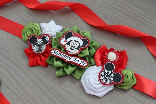S&K Mickey Mouse maternity sash Disney baby shower It's a boy Gender Christmas pin