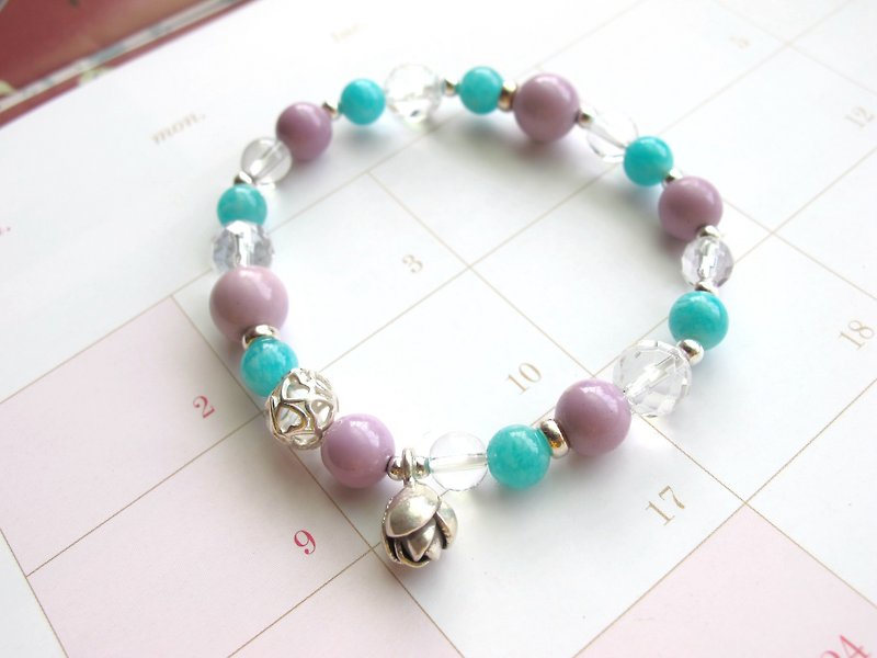 [Garden reserves] Tianhe stone x Ziyun x white crystal x925 silver - Design bracelet series - Bracelets - Crystal Multicolor