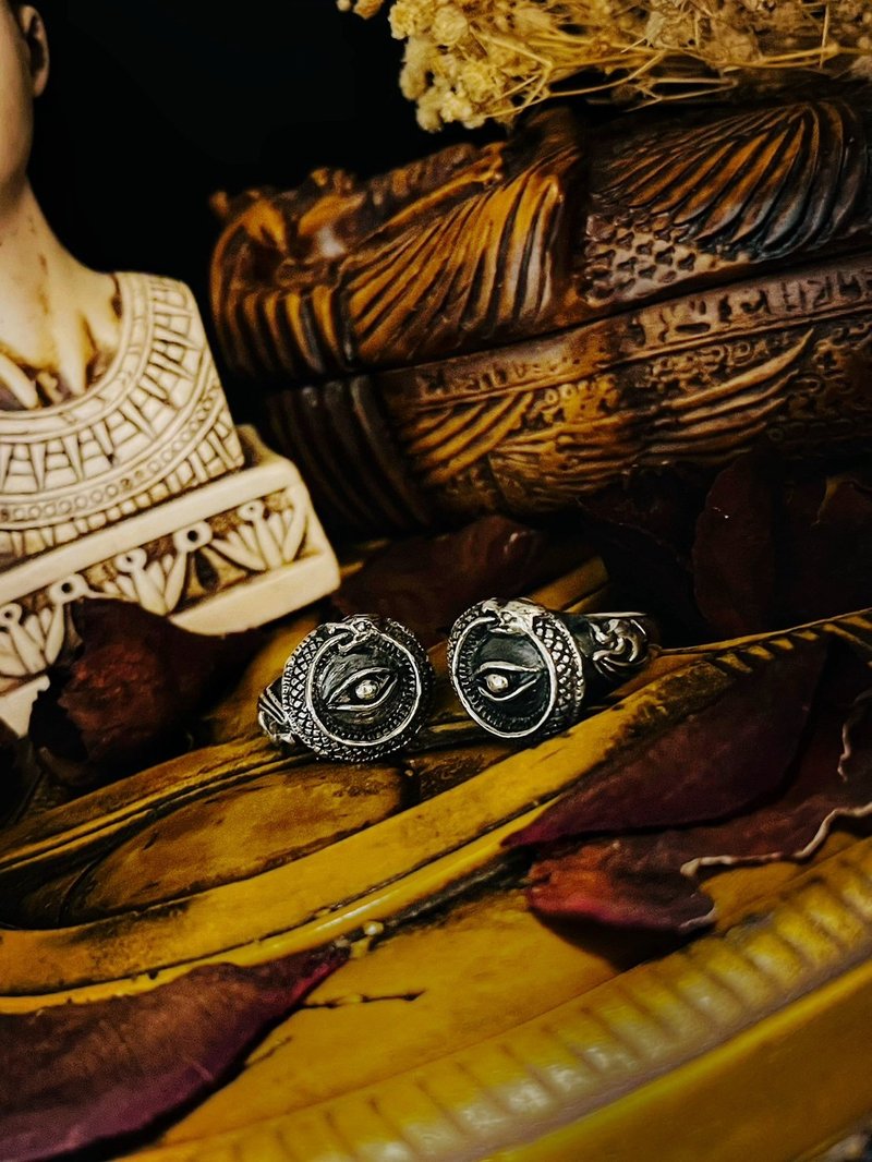 【埃及系列】荷魯斯之眼 Eye of Horus Silver /純銀/戒指/情人對 - 戒指 - 純銀 銀色