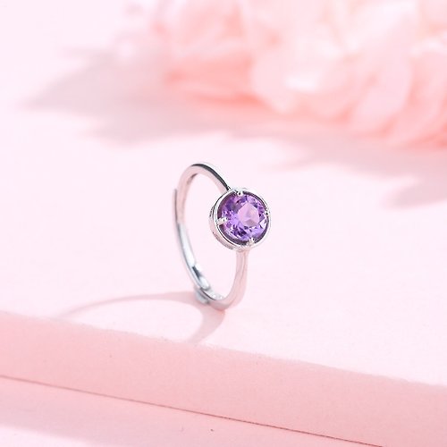 Pink Laboratory 粉紅製造 紫水晶925純銀精鍍亮澤白金戒指