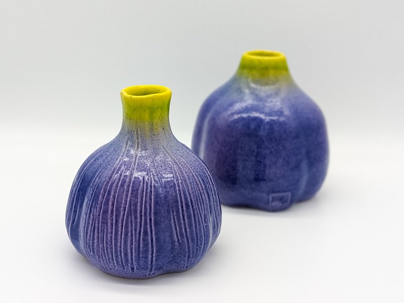 Unique Ceramic Vase Fig tree, Purple pottery bud vase 10 cm \ 11 cm - เซรามิก - ดินเผา สีม่วง