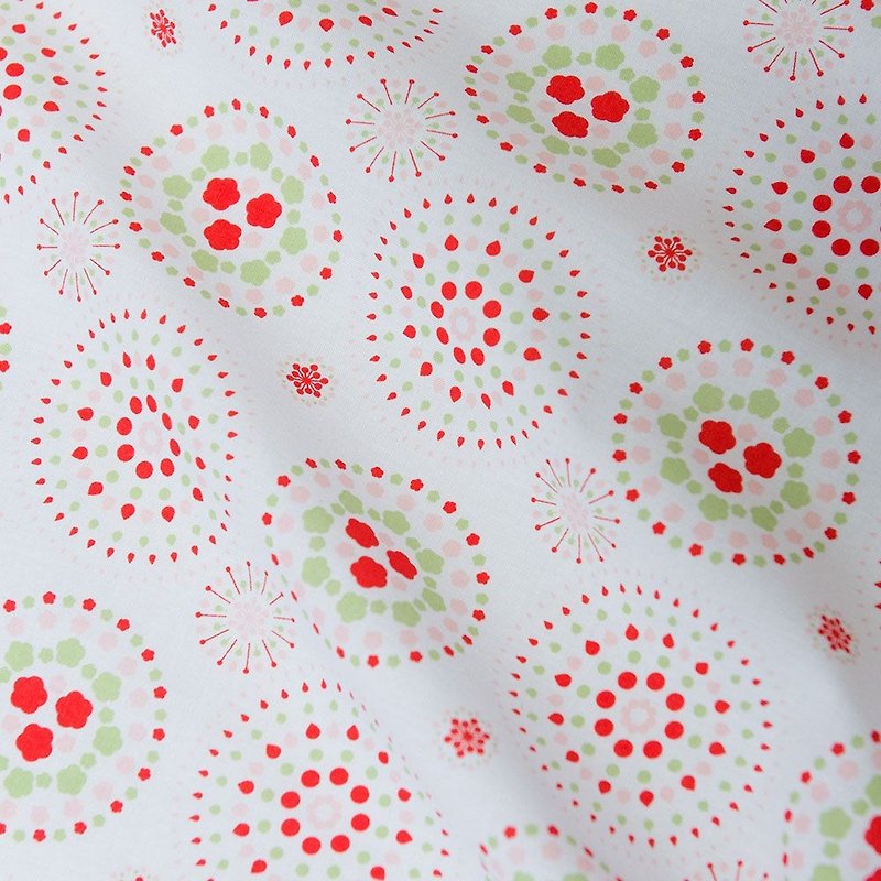 Printed Fabric / Firework / Garden Red & Green - Knitting, Embroidery, Felted Wool & Sewing - Cotton & Hemp 