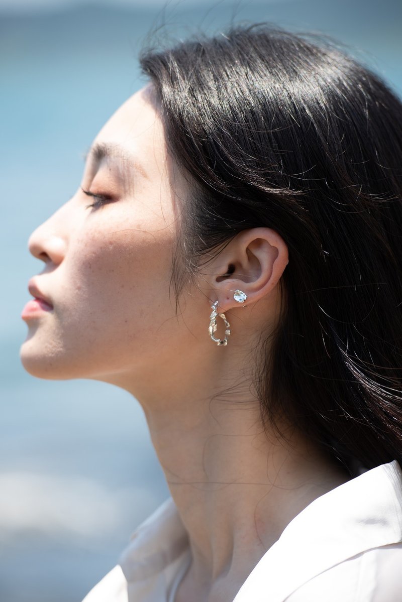 Riva earrings | 不規則純銀環繞耳環 - 耳環/耳夾/耳骨夾 - 純銀 