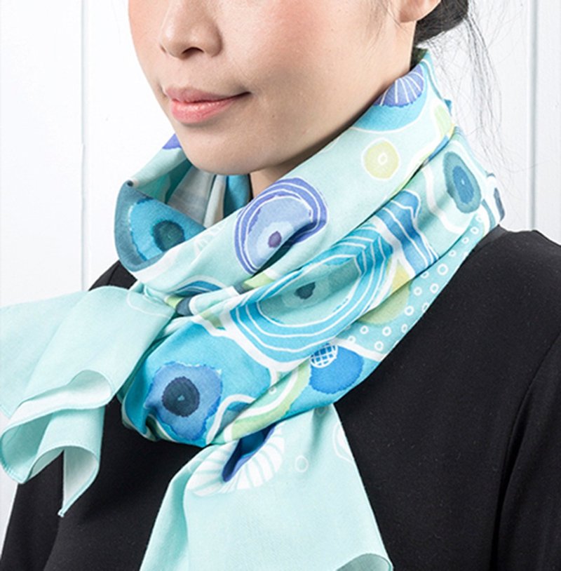 Cotton Gauze Scarf - Hand-painted - Bubble Series - ผ้าพันคอถัก - ผ้าฝ้าย/ผ้าลินิน 