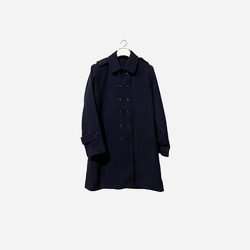 Dislocated vintage / dark blue buttoned coat no.1478 vintage - Women's Casual & Functional Jackets - Other Materials Blue