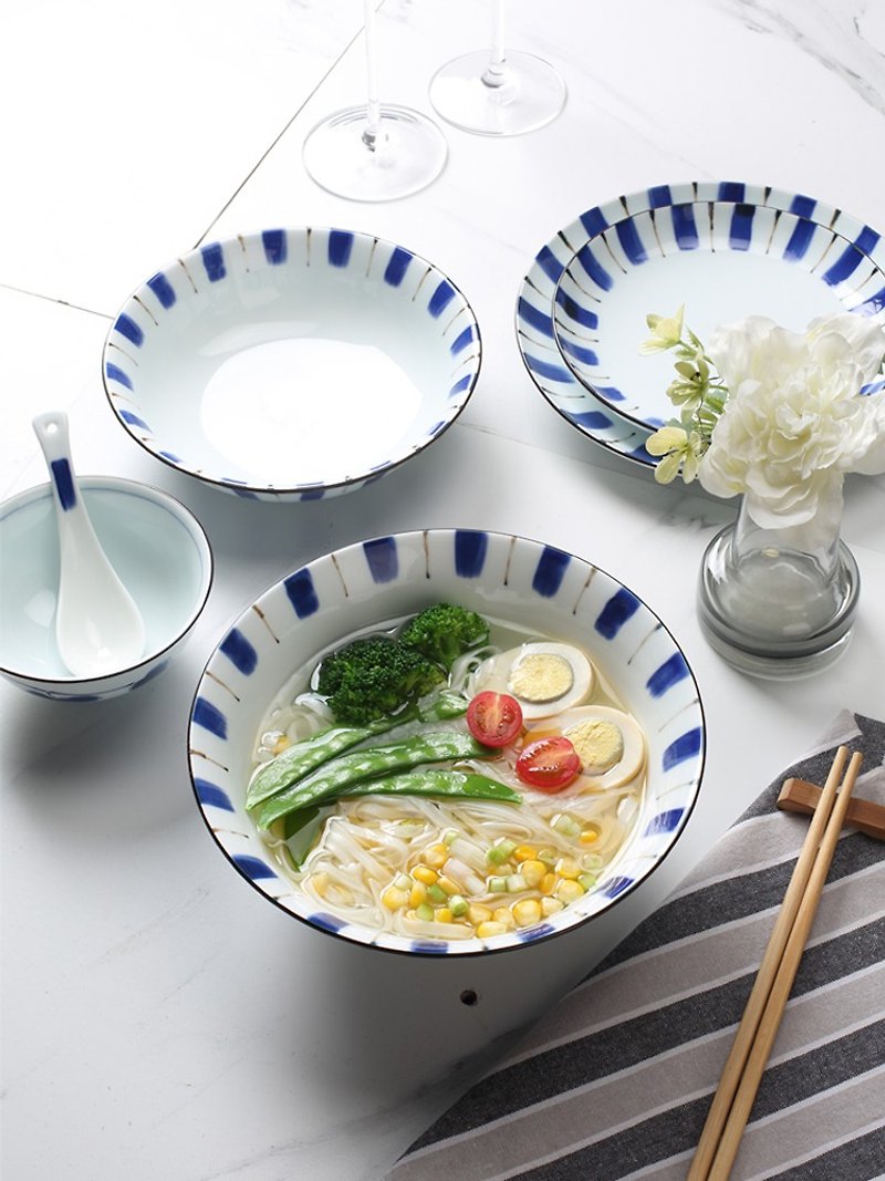 高端日式華彩手繪陶瓷餐具套裝 釉下彩碗盤勺魚盤禮盒 - 碗 - 瓷 