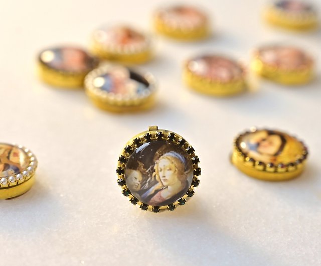 Button Cover Handmade Button Decoration~Vintage Religious Feel